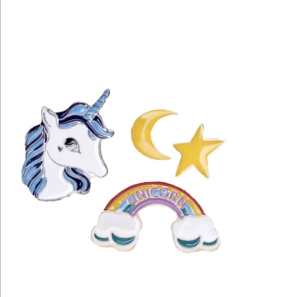 Set‎ of 4 enamel pins unicorn rainbow star moon discord